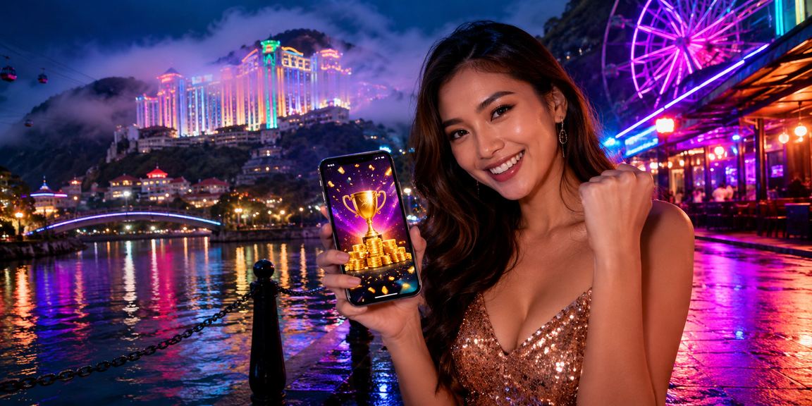 Pengguna mengakses promosi kasino mudah alih mega188 melalui telefon pintar di Genting Highlands